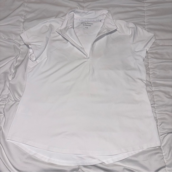 Tommy Bahama Aubrey IslandZone Mock Top Large White Women’s Zip Neck - Picture 2 of 7